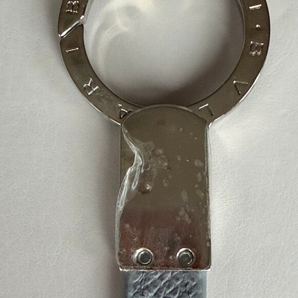 BVLGARI Bulgari Timeless Gray Calf Leather Silver Keychain Keyhold Strap Gift - Picture 5 of 12